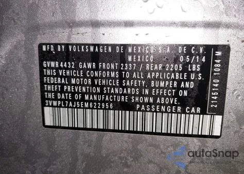 2014 Volkswagen Jetta Sportwagen 2.0L Tdi from USA, damaged, VIN 3VWPL7AJ5EM622956
